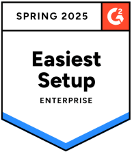 G2 Easiest Setup Enterprise badge for spring 2025