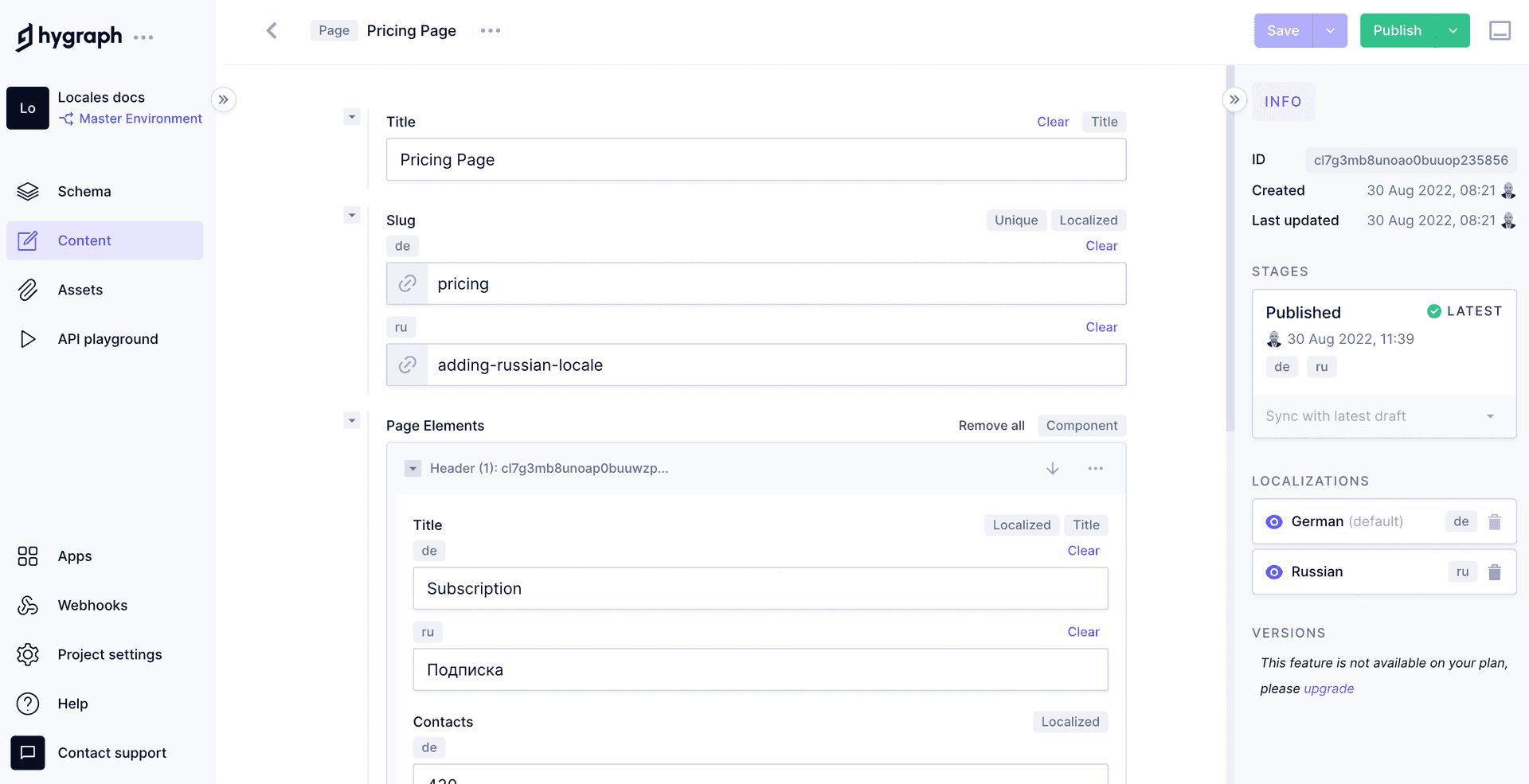 Add a localized field to the parent entry