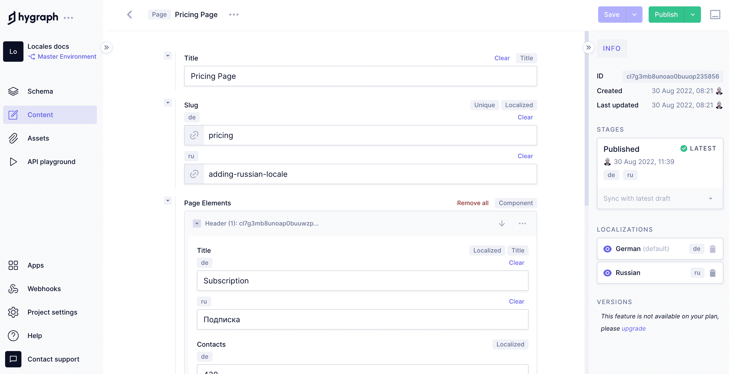 Add a localized field to the parent entry