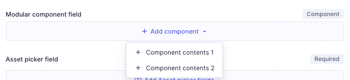 Modular component field displayed