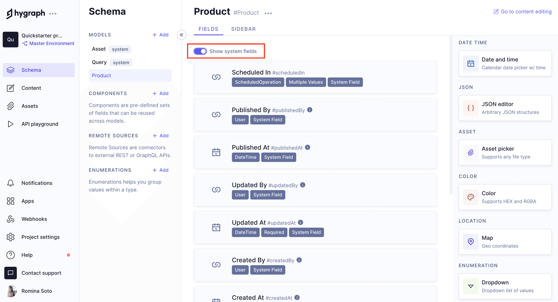 Show system fields