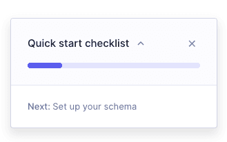 Quick start checklist collapsed view