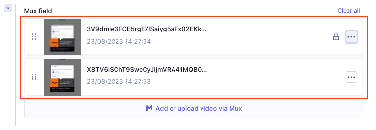 Mux - Videos in content entry