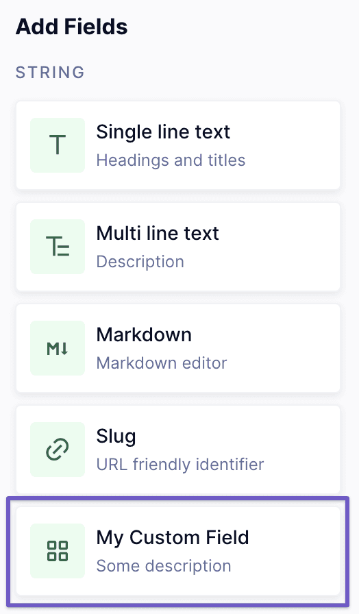 Available Fields with UI extension