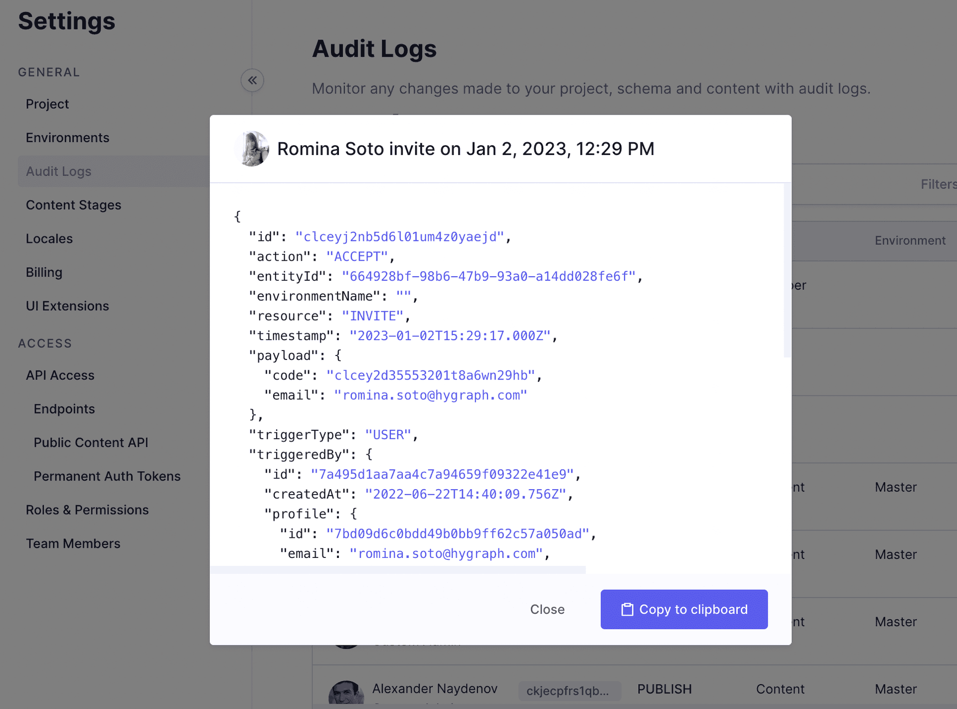 Audit Logs Details View