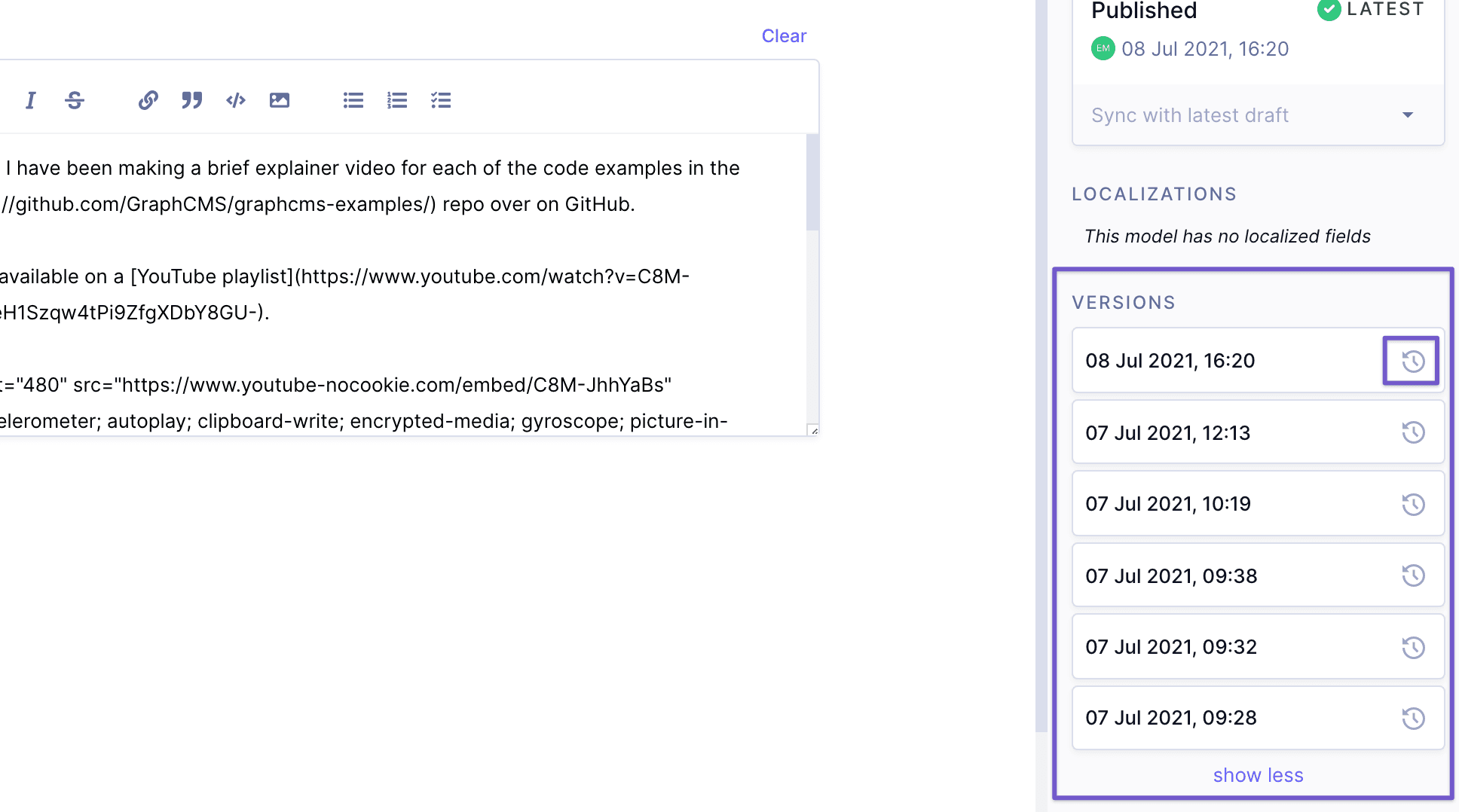 List of content versions