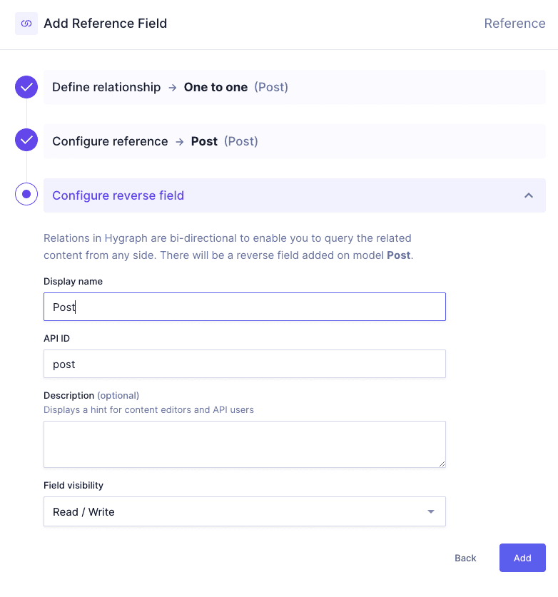 References - Configure reverse field