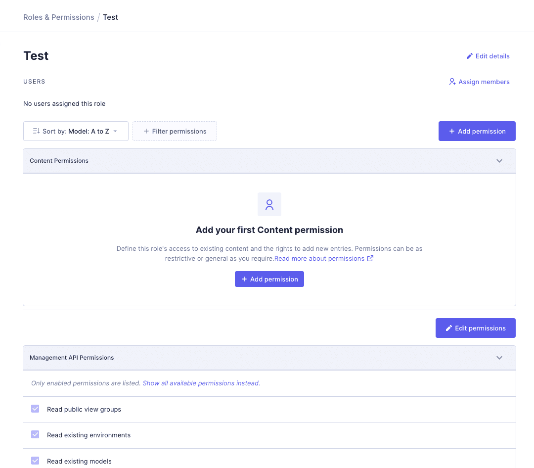 Edit custom role permissions