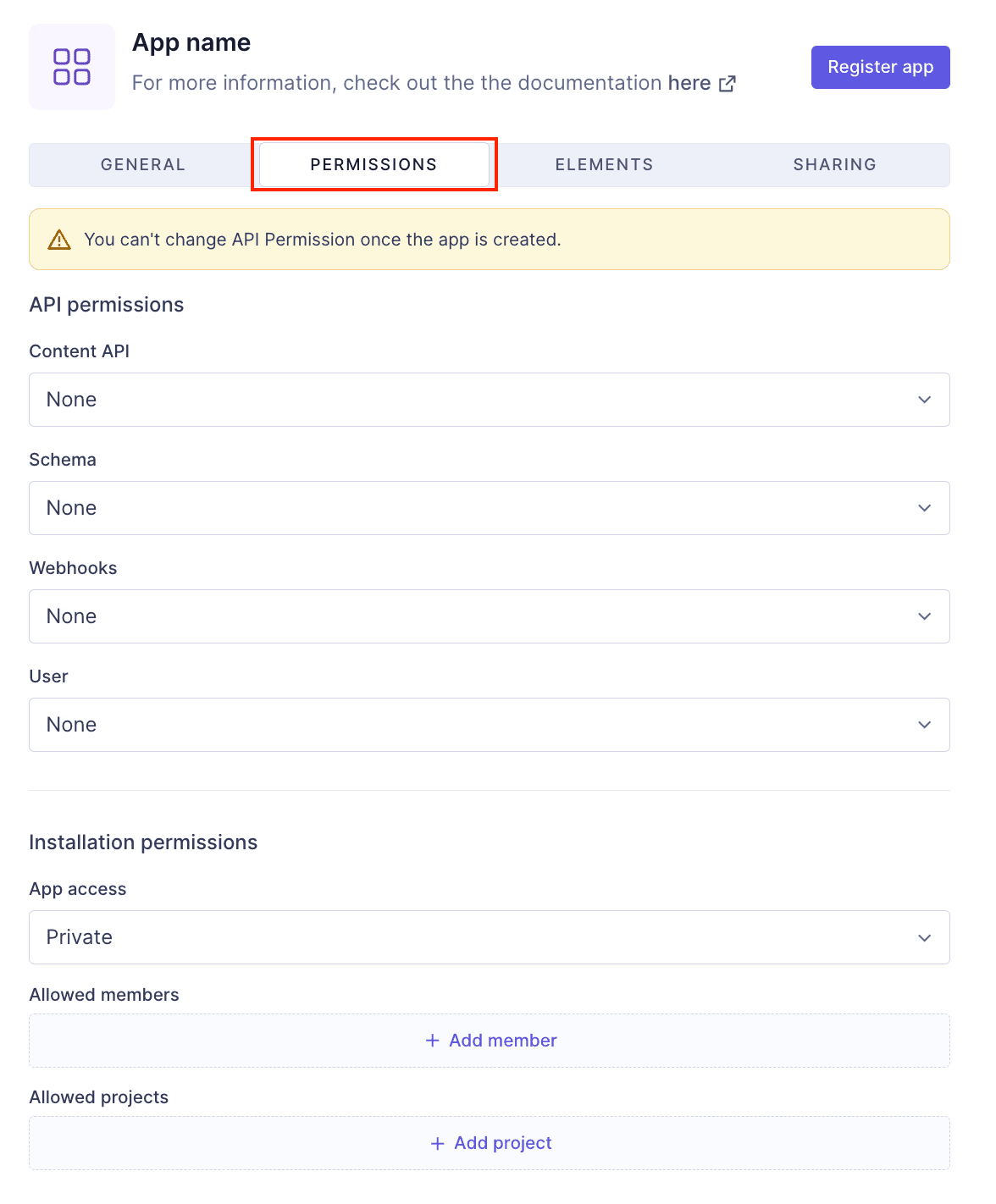 App registration - Permissions