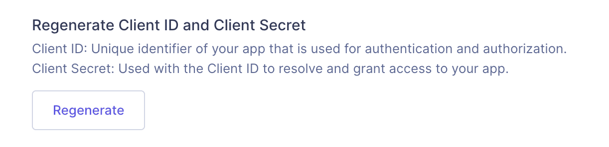 Regenerate Client ID and Client Secret