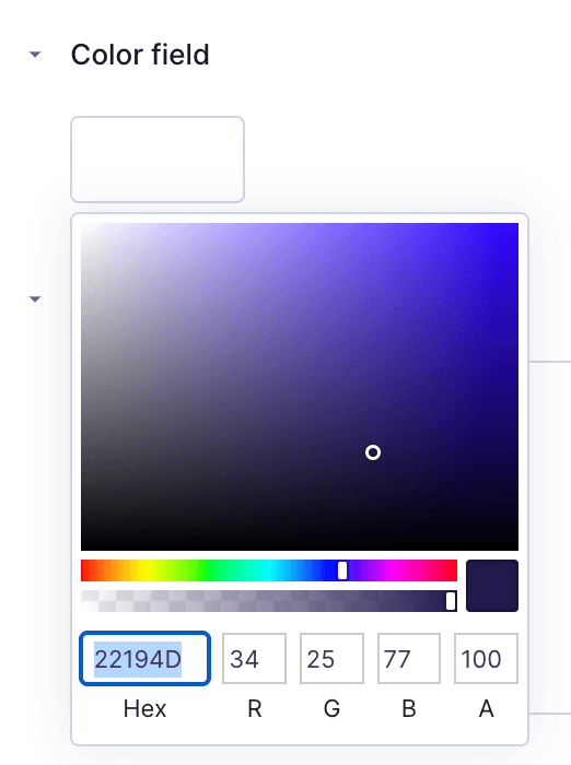 Color picker displayed