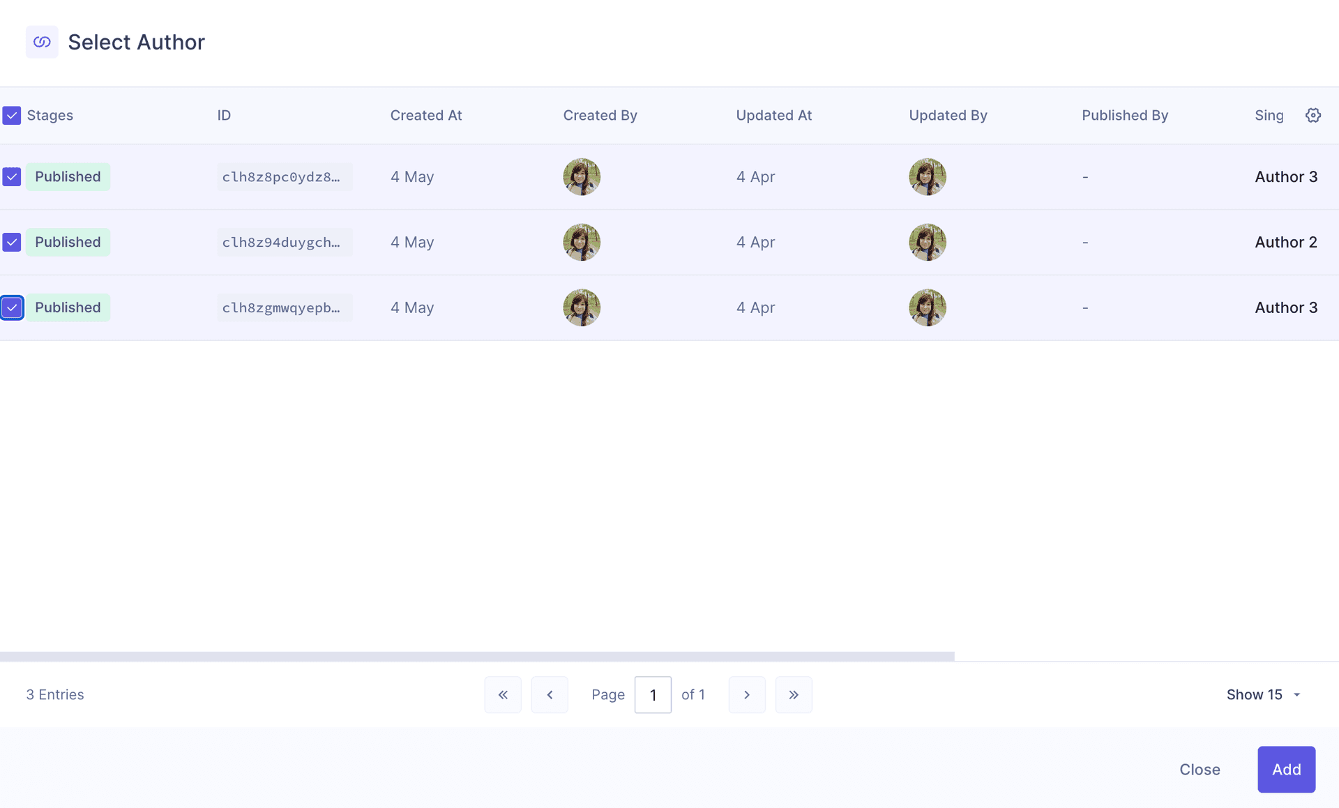 References - select multiple entries