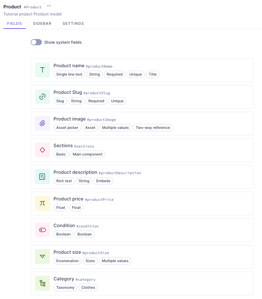 Filters example: The Schema