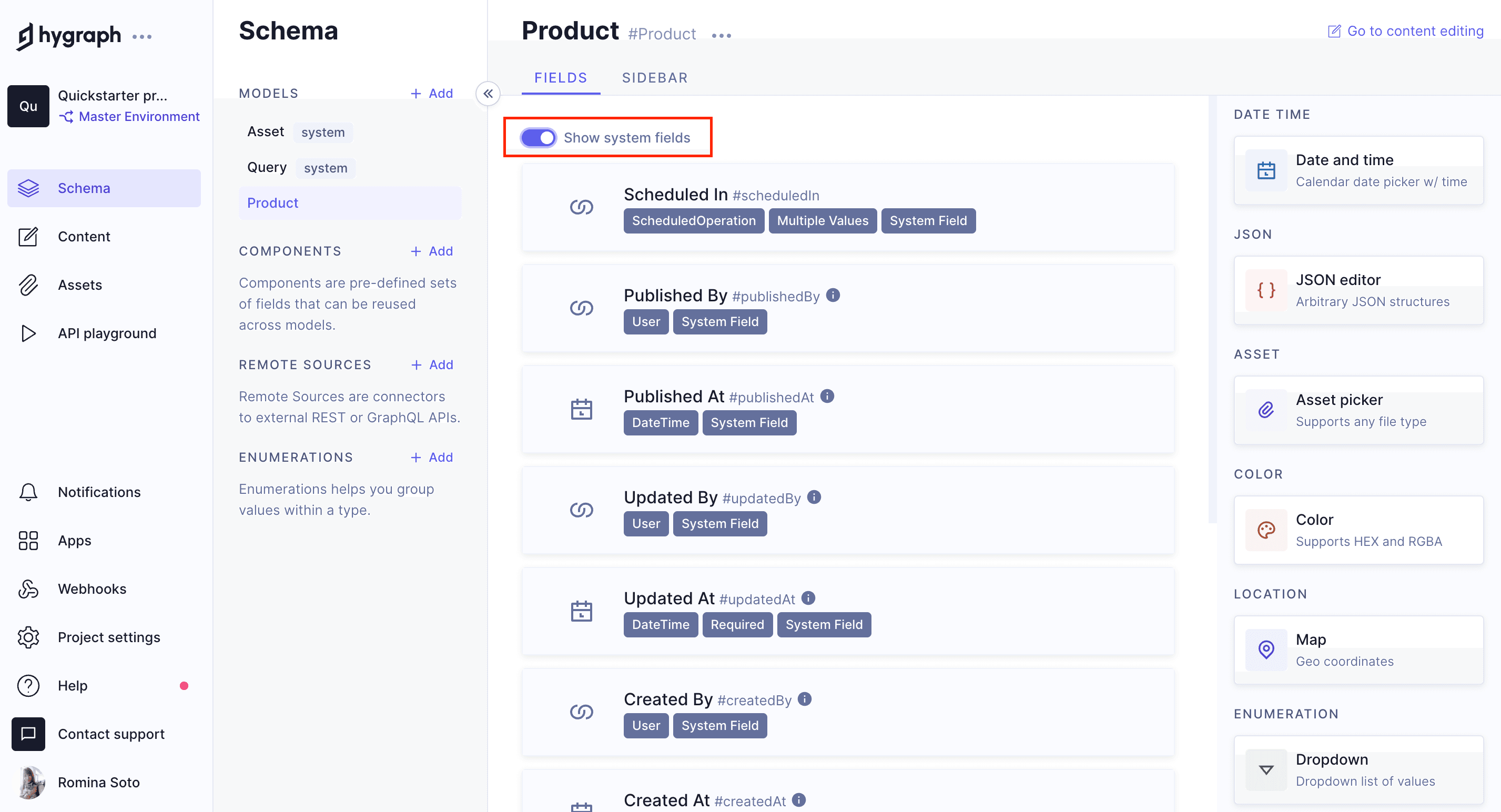 Show system fields