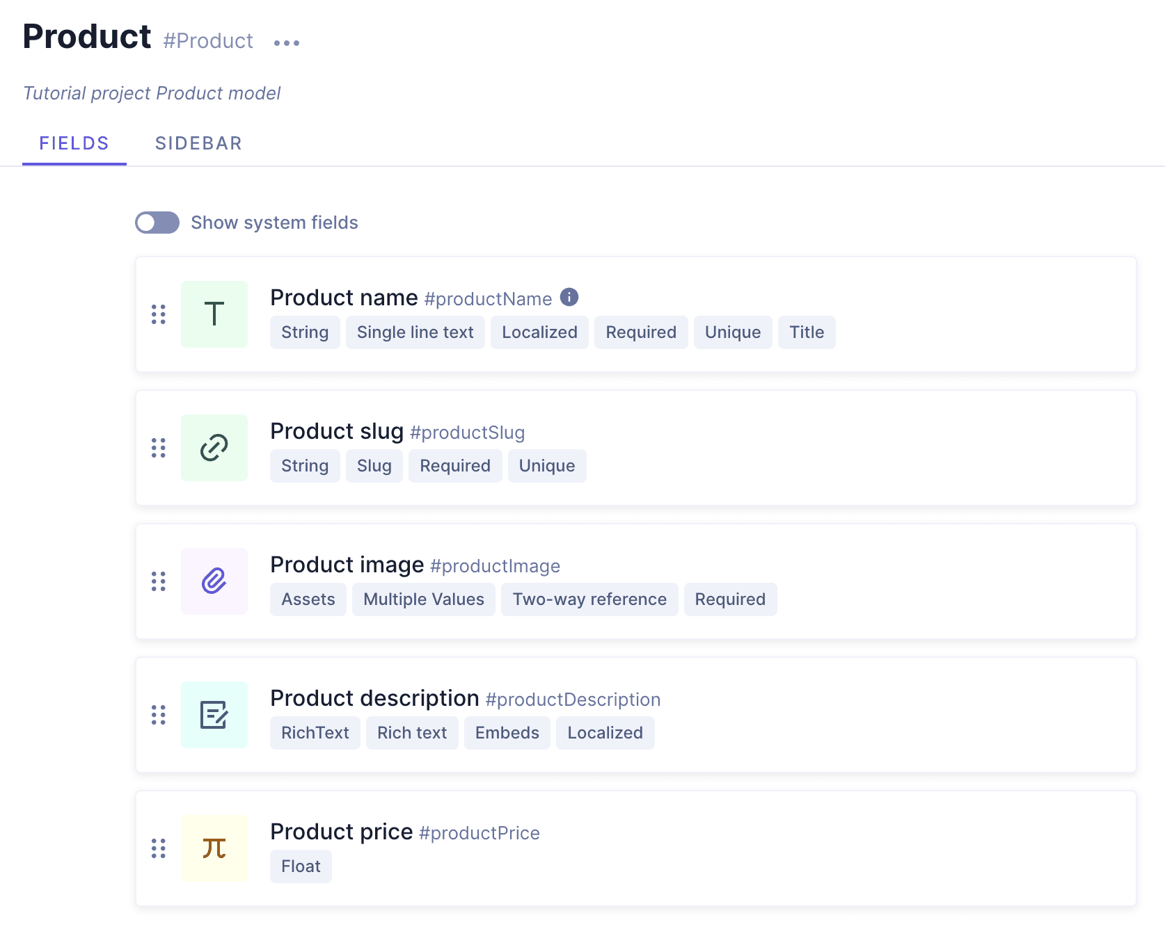 Your Product model so far
