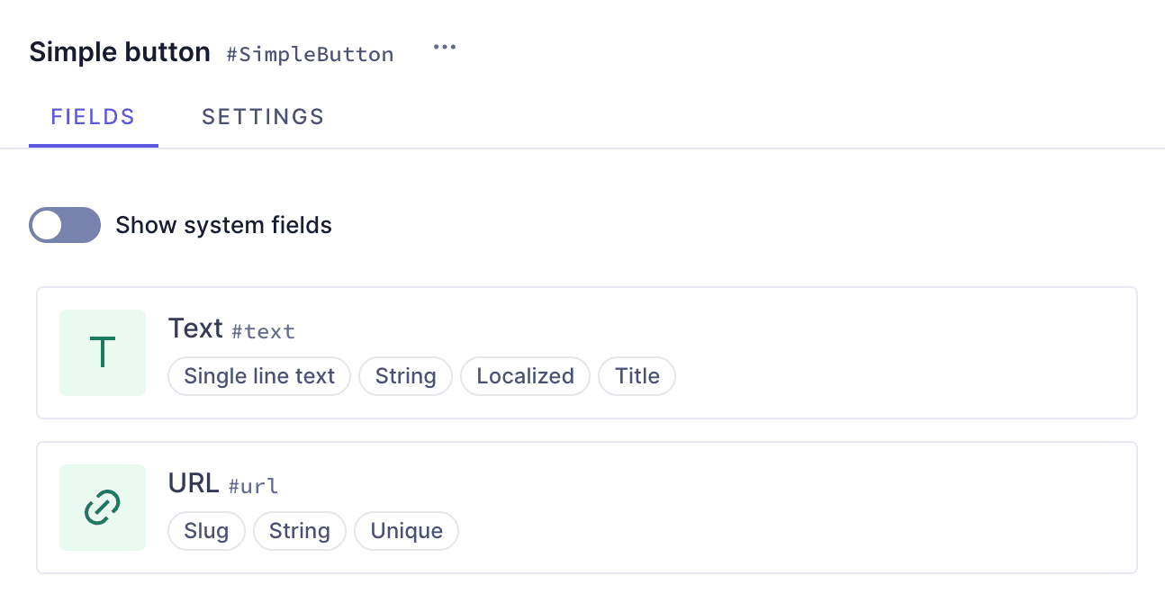 Simple button component with fields