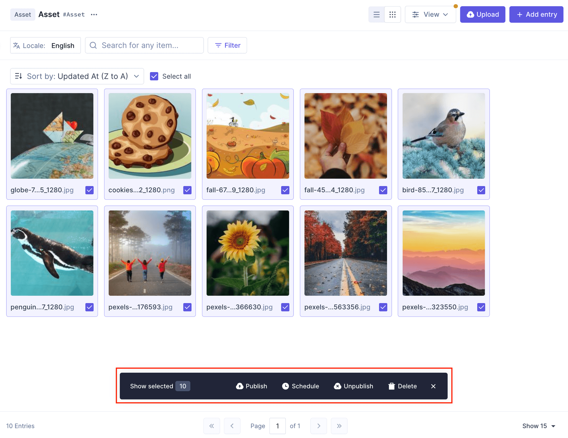 Bulk actions