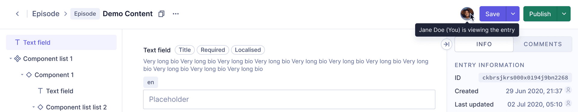 Collaborator view - User's name on hover