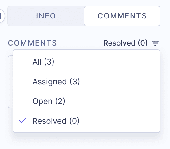 Comments number & status filter
