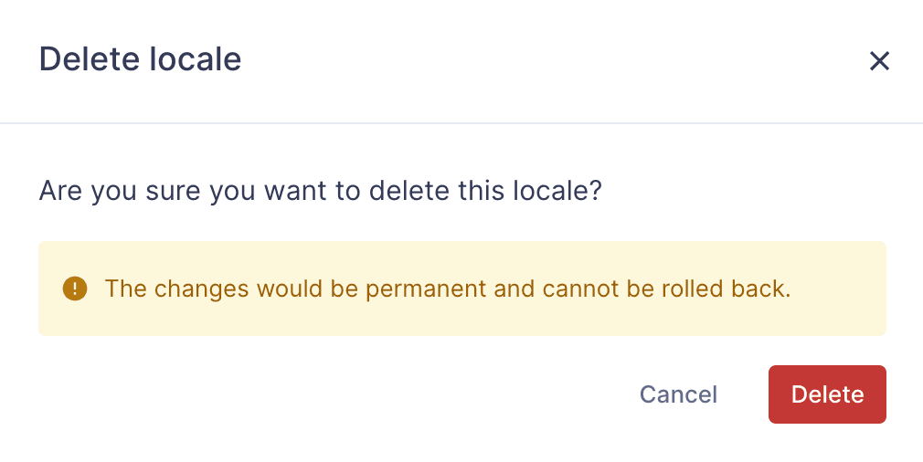 Delete locales confirmation