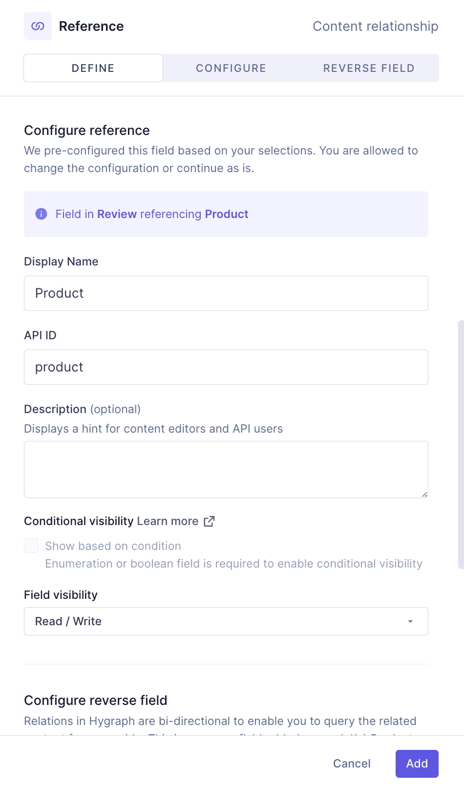 References - Configure reference