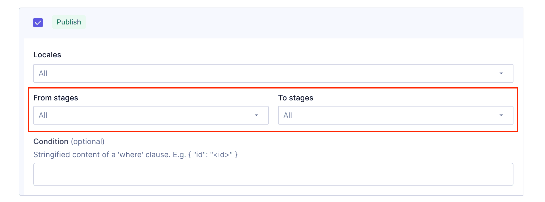 Setup by content stage