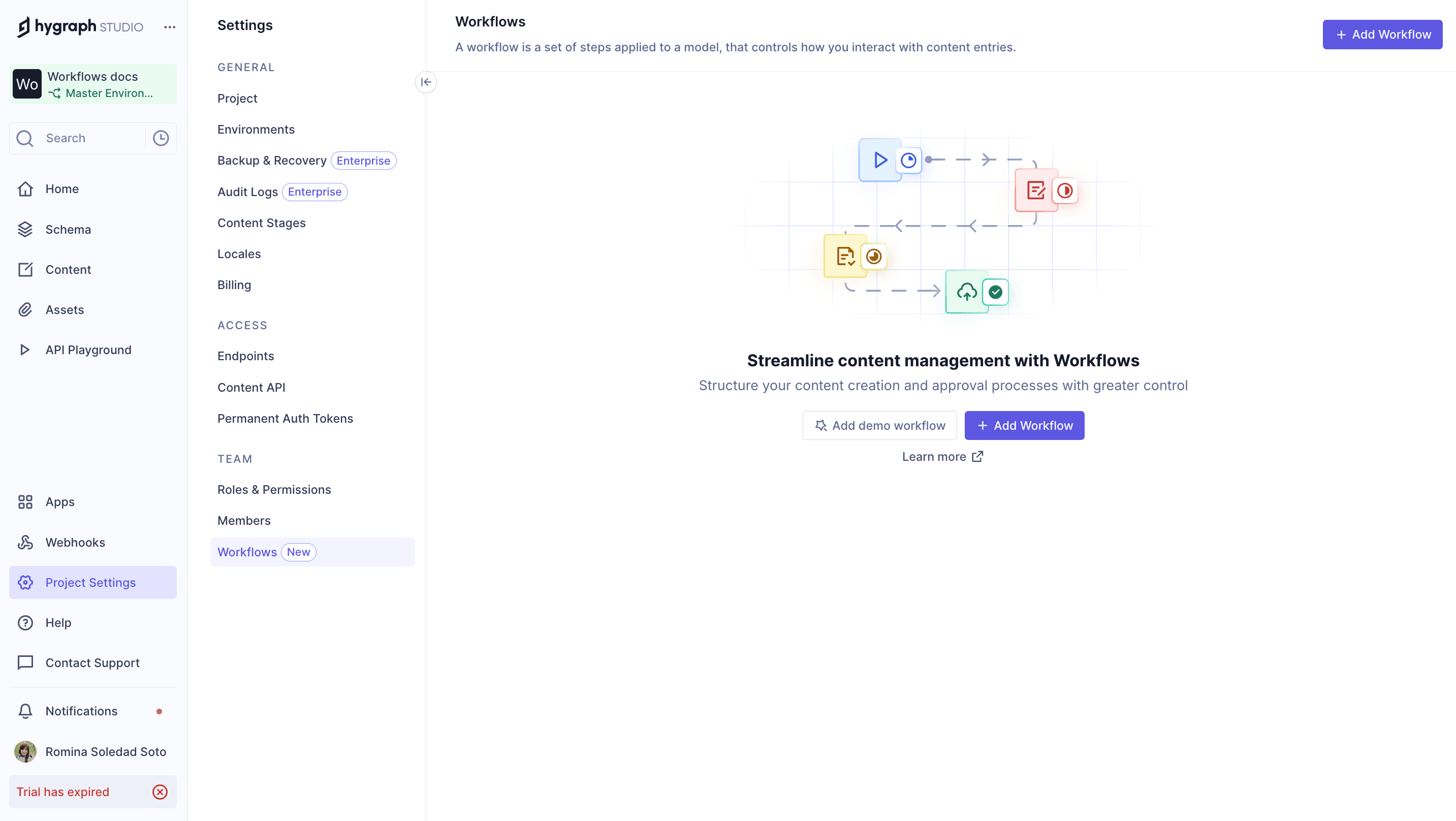 Workflows screen - empty state