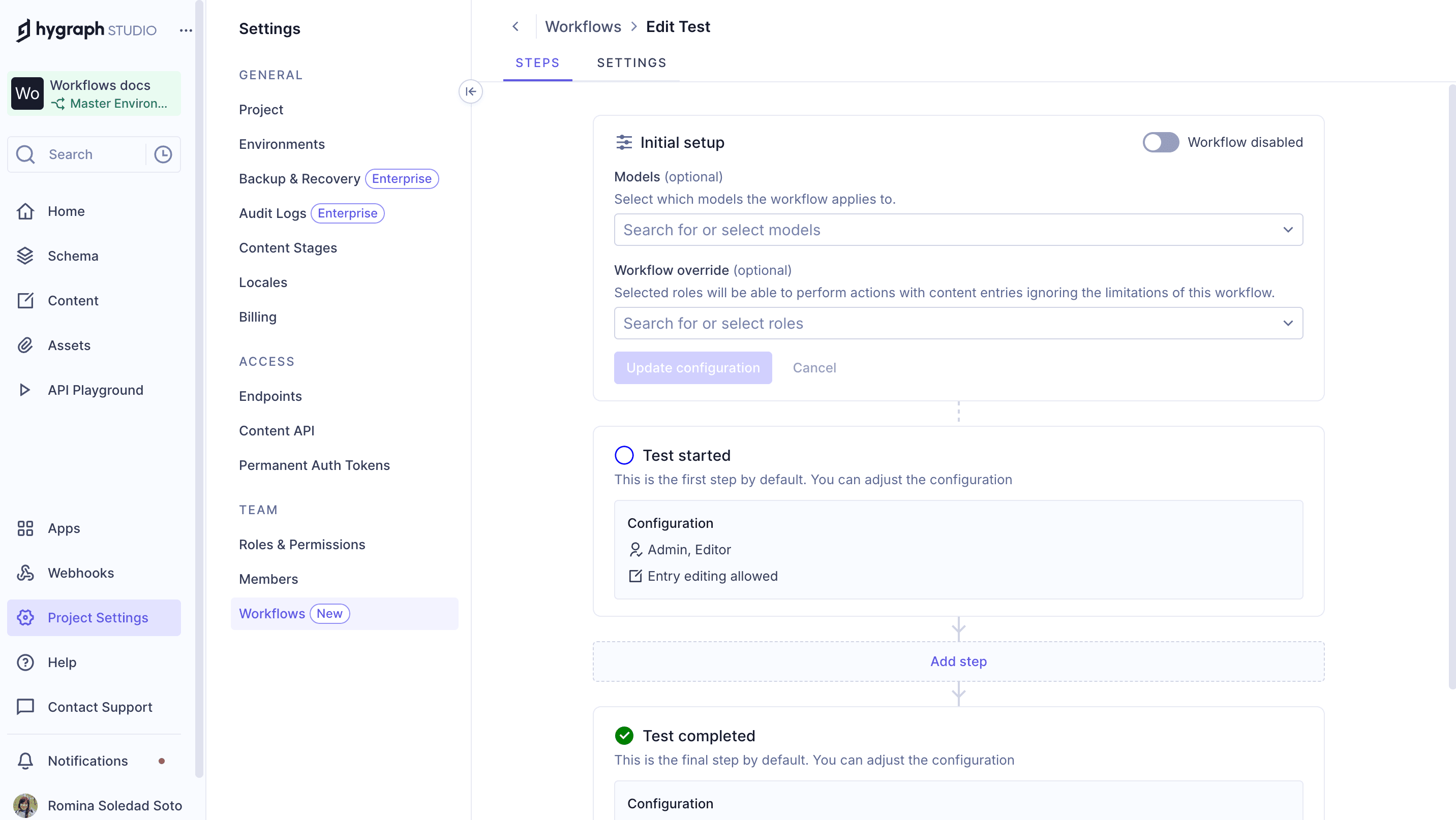 Content workflows initial setup