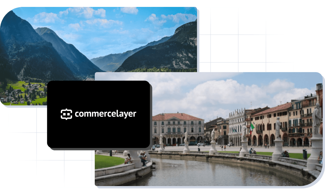 Commerce Layer logo and 2 images of Prato