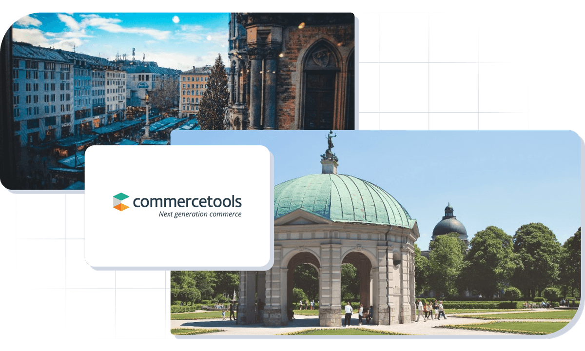 Images of Munchen and commercetools logo