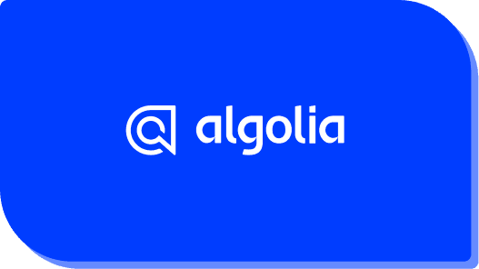 Algolia logo on blue background