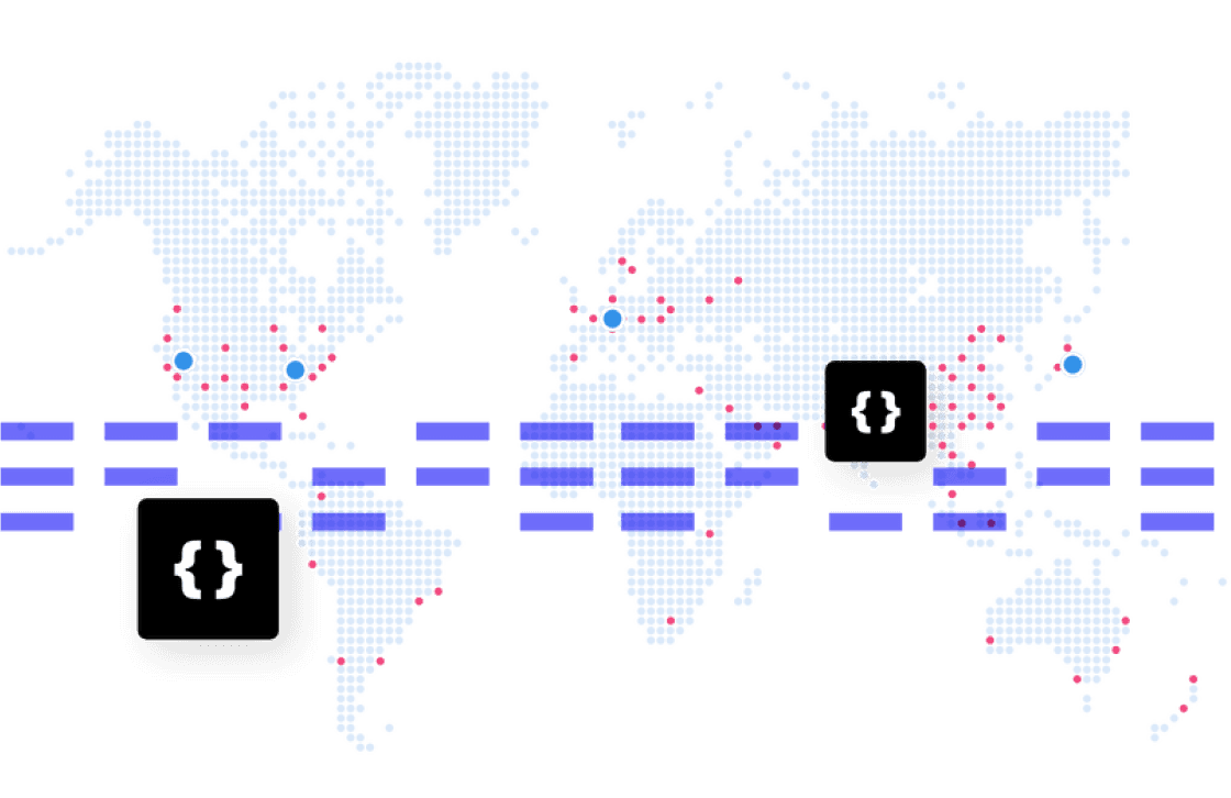 World map with icons on top