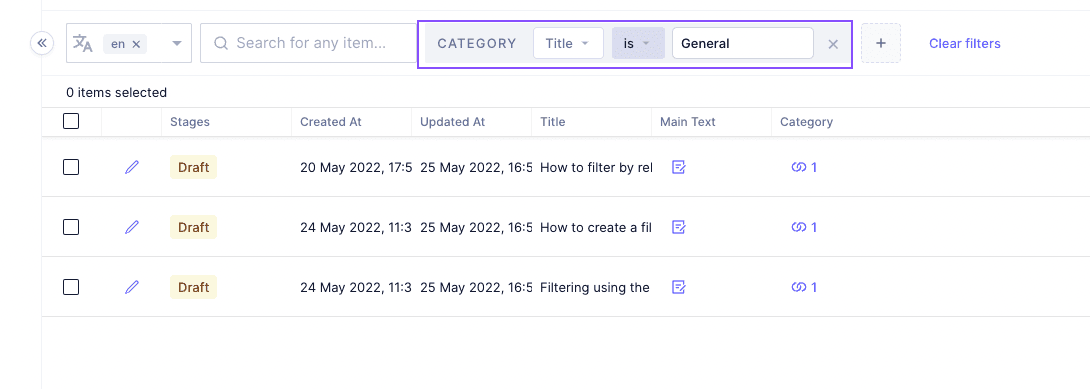 Screenshot of Filtering by Relations in Hygraph