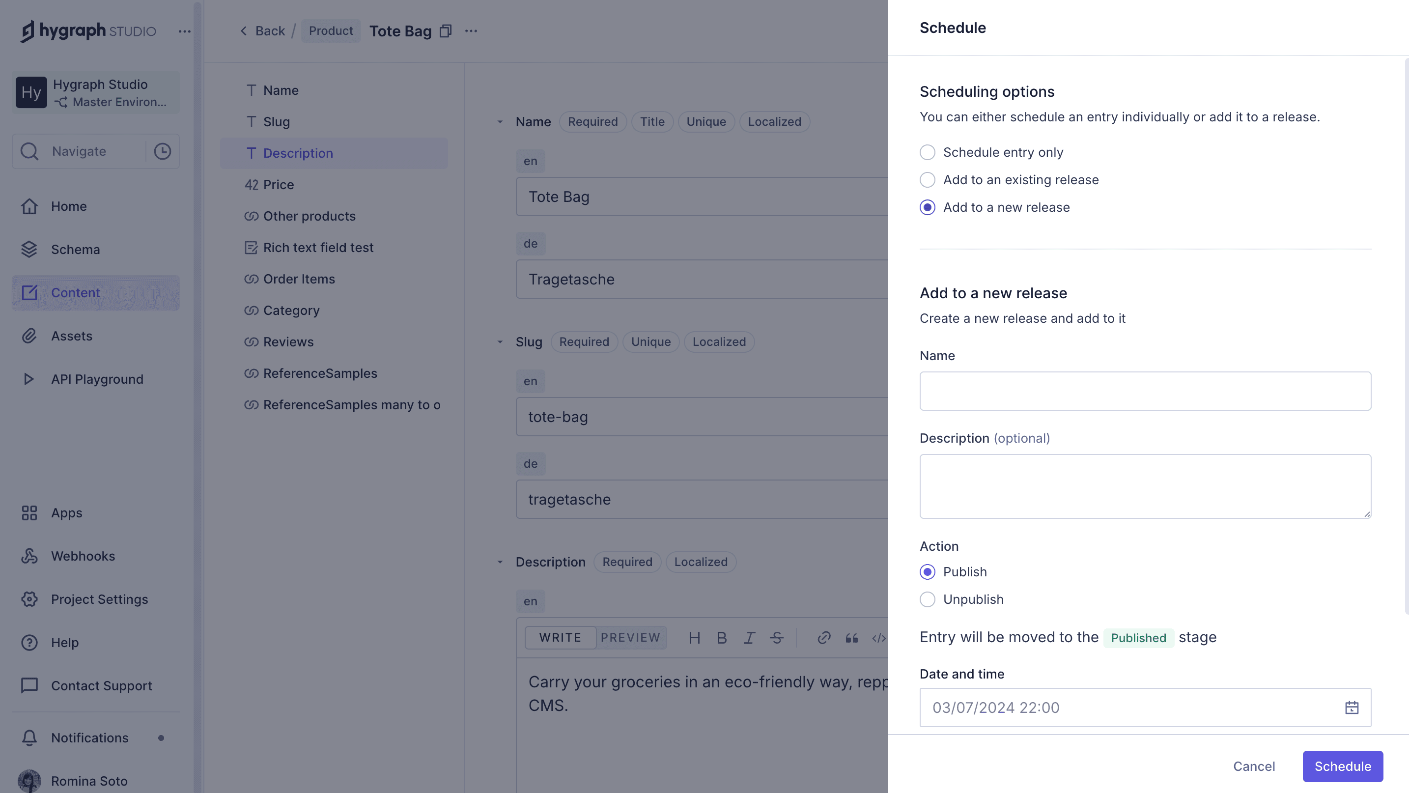 Add to a new release