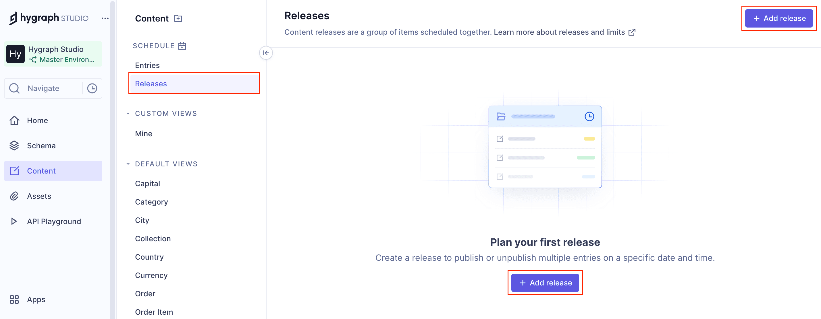 Scheduled publishing - Create a content release