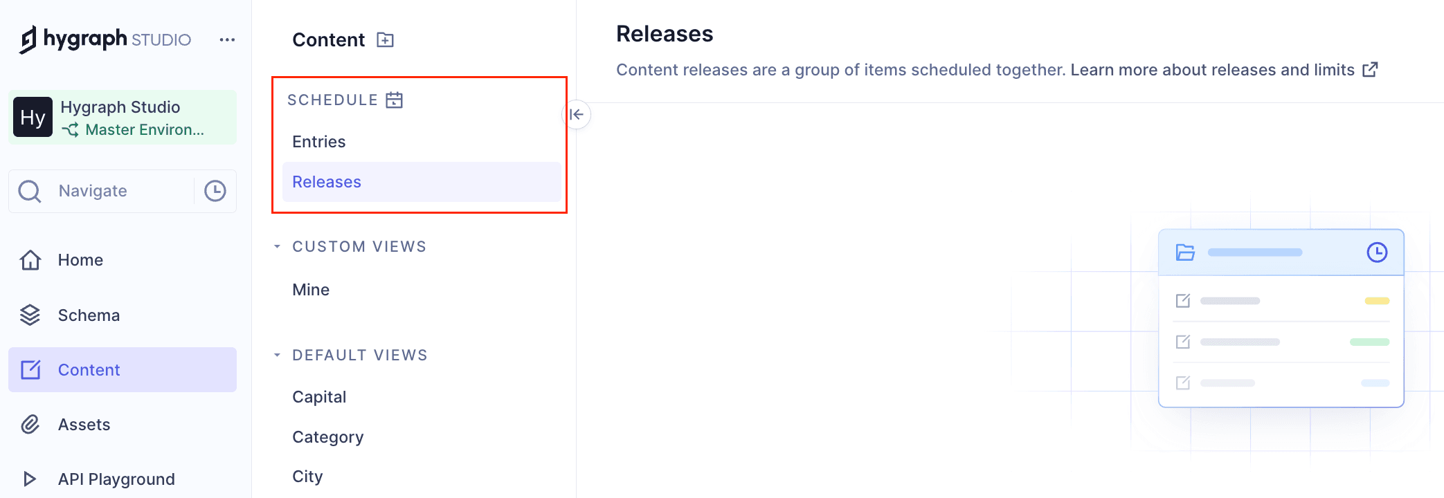 Scheduled content in the content editor