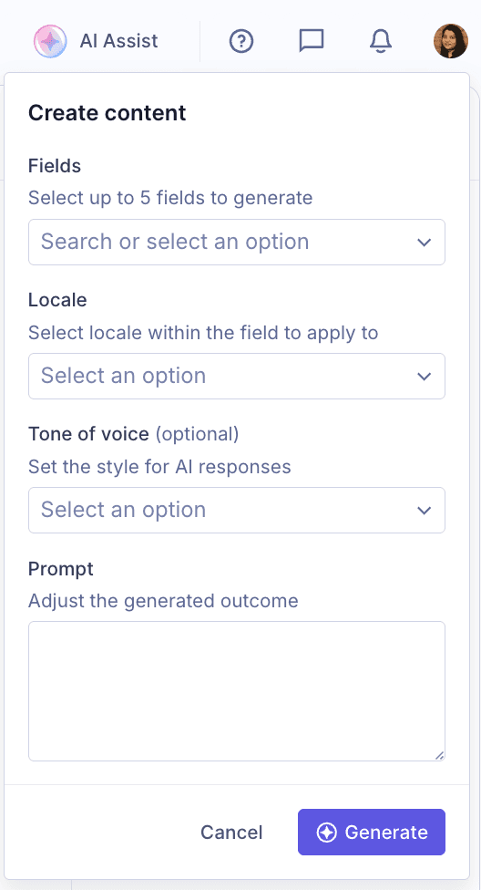AI Assist - Create content
