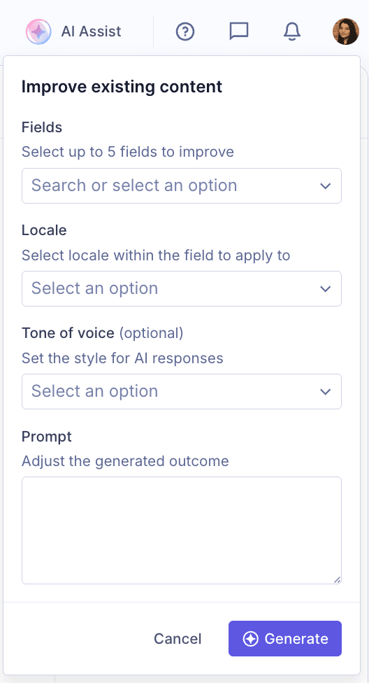 AI Assist - Improve existing content