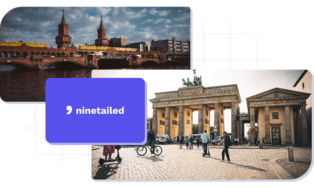 Images of Berlin and Ninetailed logo