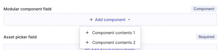 Modular component field displayed