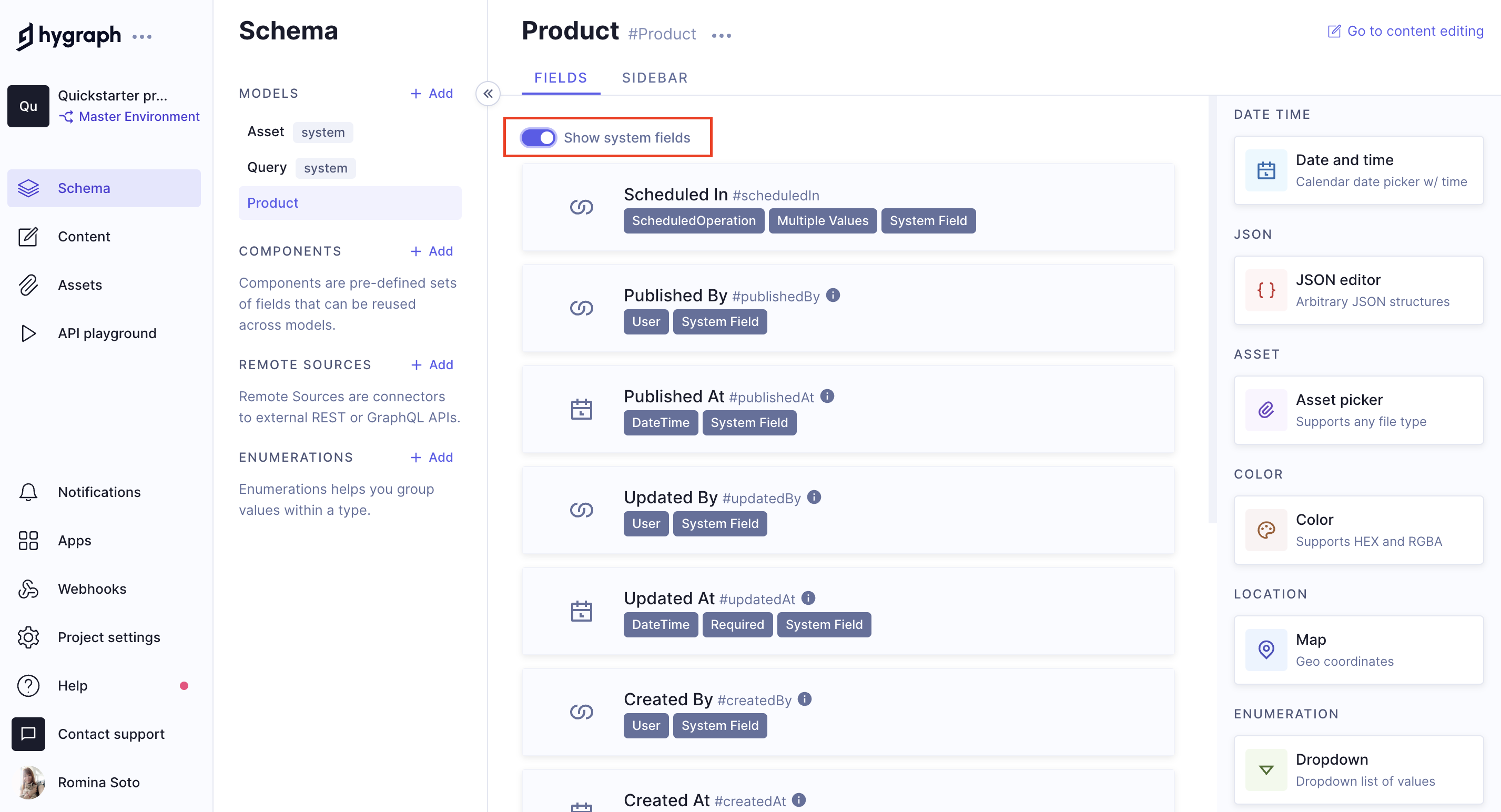 Show system fields