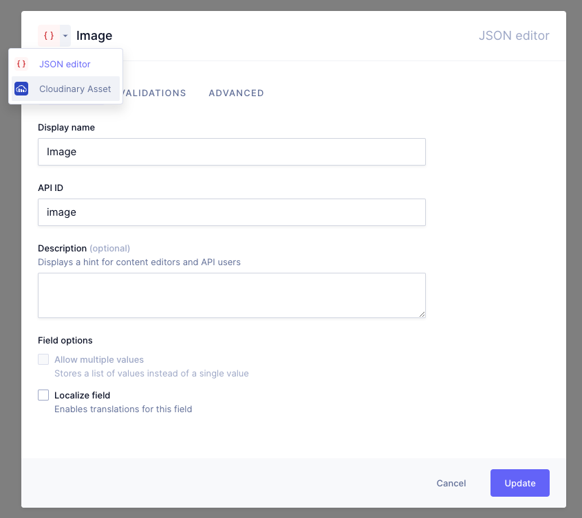 Cloudinary migration - Select asset