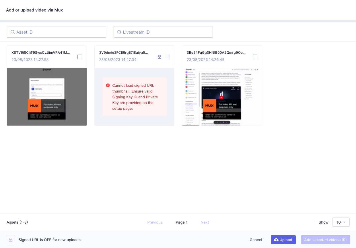 Mux - Video not loading due to signed URL keys removal