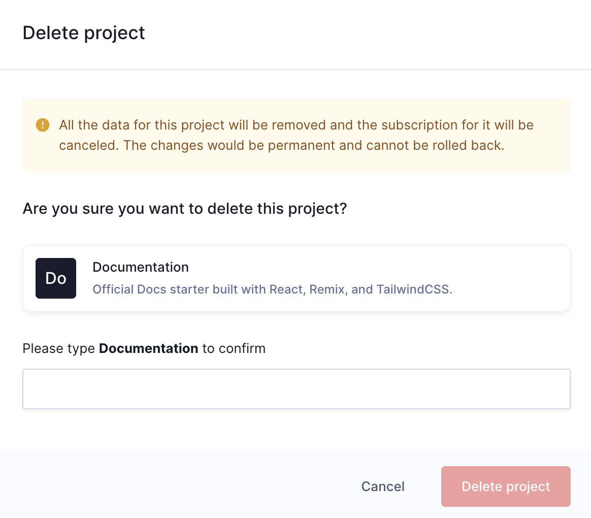 Delete your project