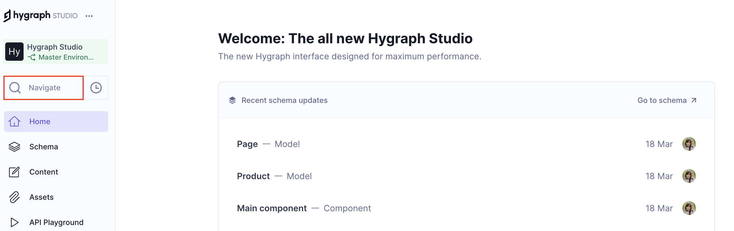 Hygraph - Command menu