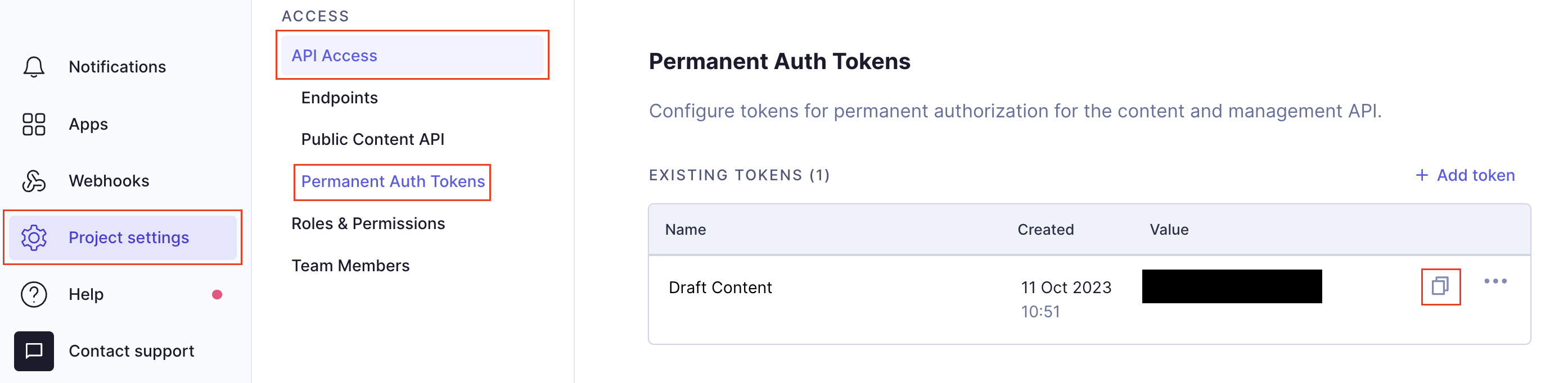 Copy the DRAFT content token