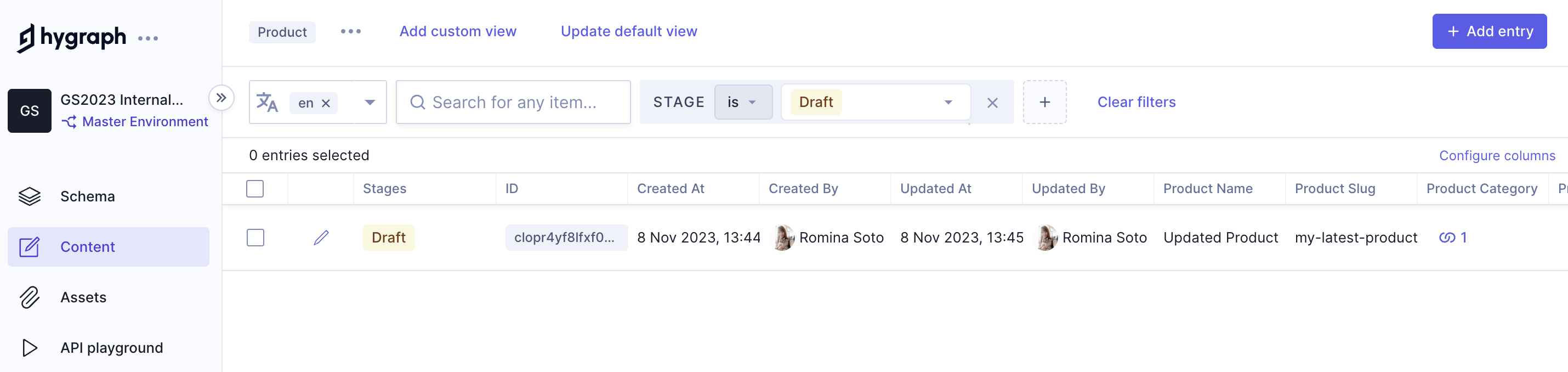 publishProduct mutation