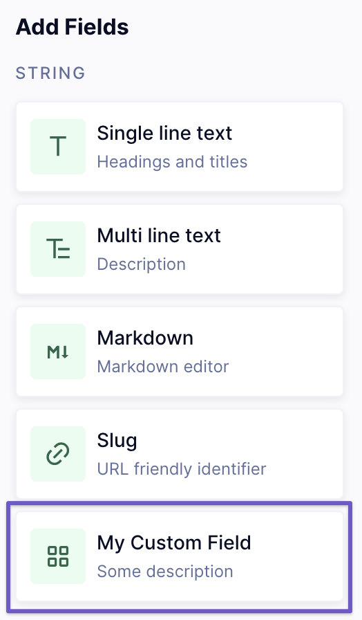 Available Fields with UI extension