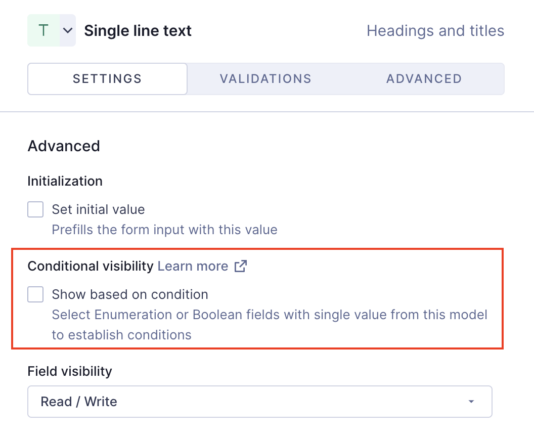 Conditional visibility inside field details