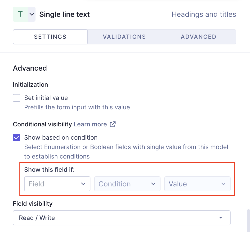 Conditional visibility options